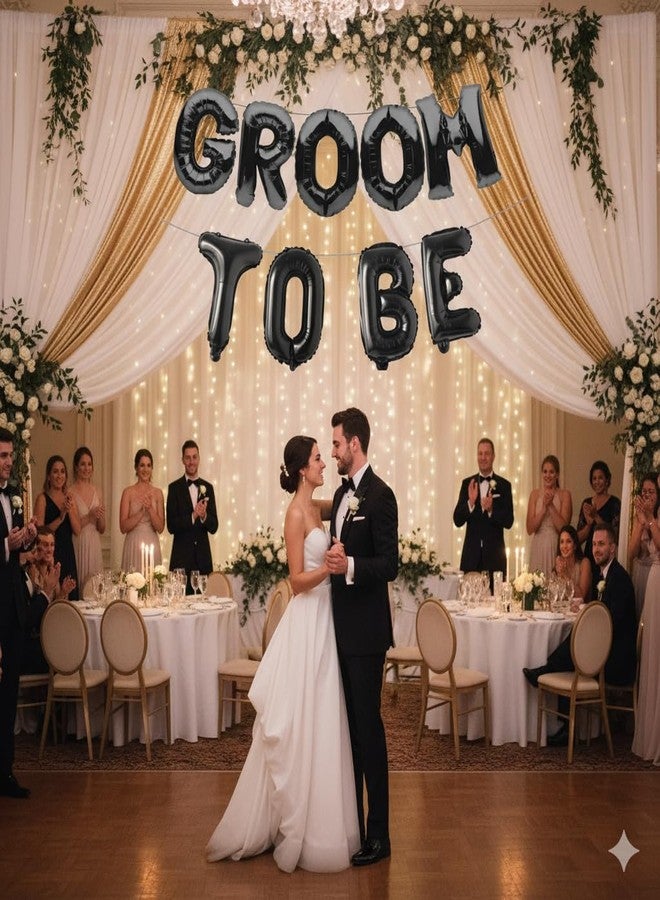 Atpata Funky Black GROOM TO BE Foil Letter Balloons Banner - Bachelor Party Decoration for Dulha to Be, Groom Shower, Engagement, Wedding Festivities & Photo Booth Backdrop Decor - Image 4